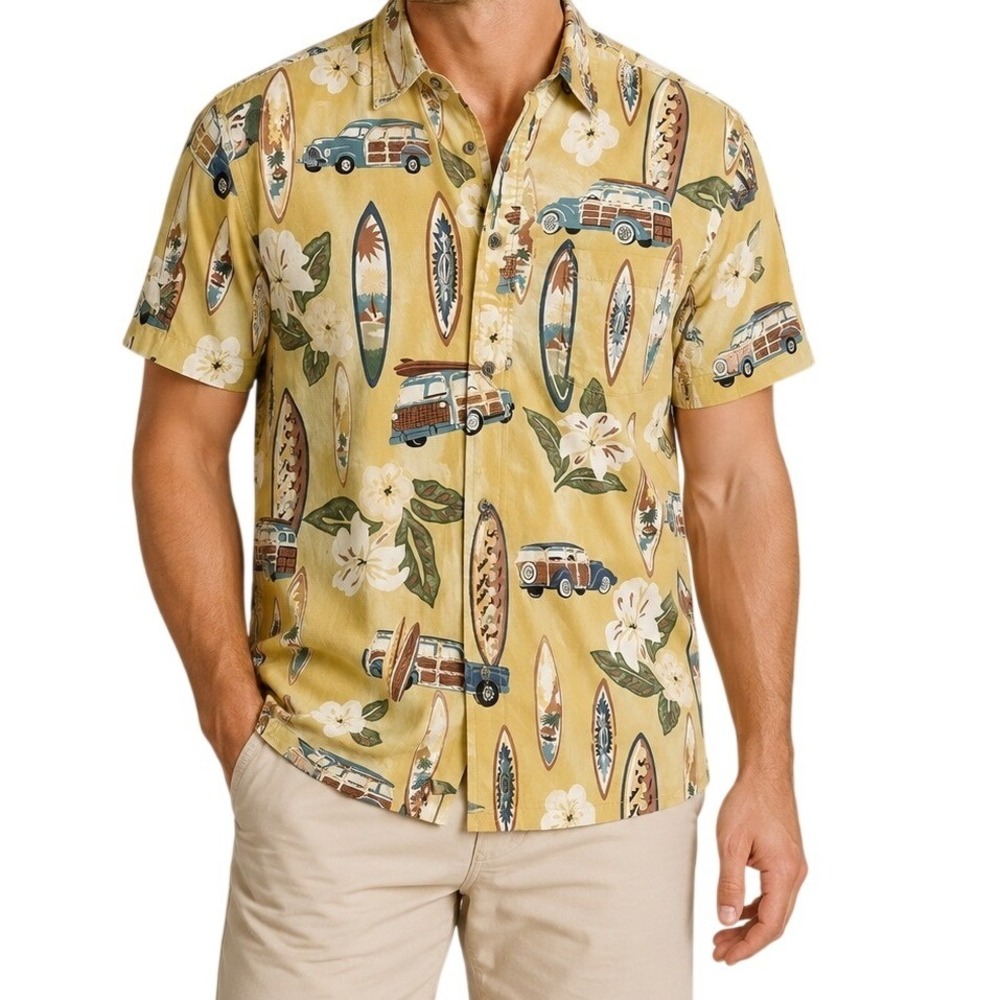 Reyn Spooner Sage Green Hawaiian Shirt Men's‎ Medium